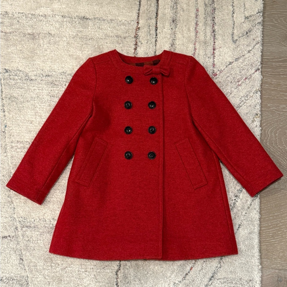 Burberry Girls Wool Stylish Red Kids Coat Peacoat Jacket 3T